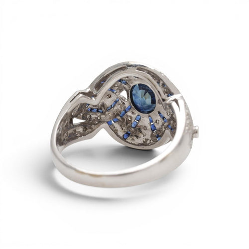 Bague 55 Bague design du XXe siècle en or jaune 18 carats, saphirs et diamants 58 Facettes E32