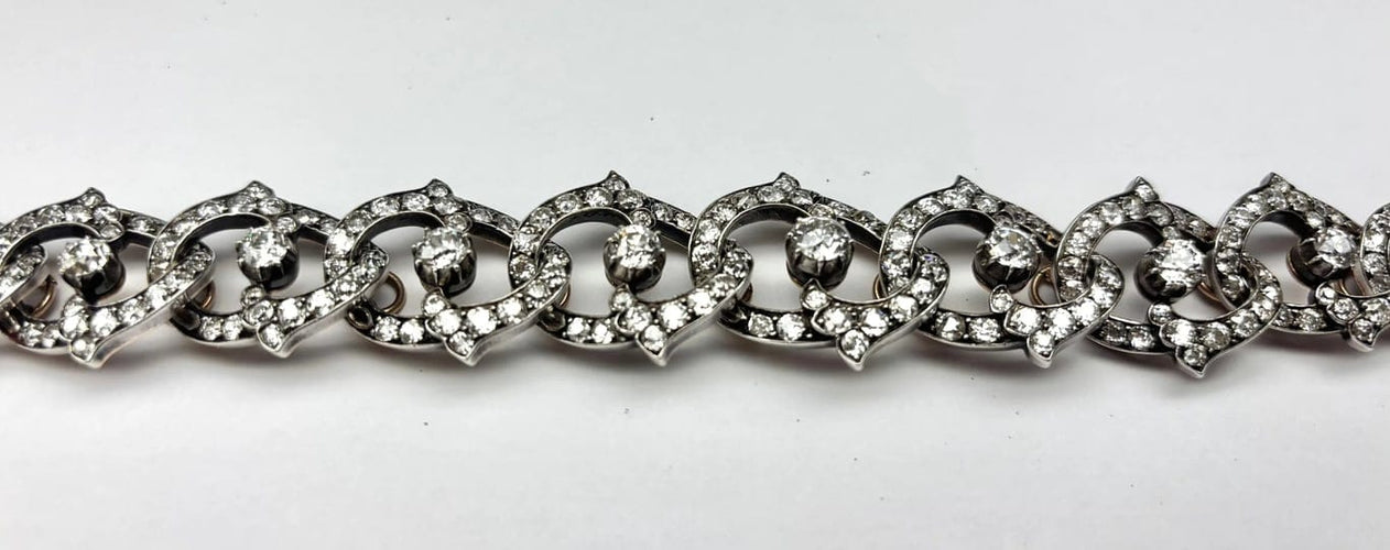 Bracelet Bracelet Belle Époque en or jaune et argent, diamants 23,10 ct 58 Facettes E34