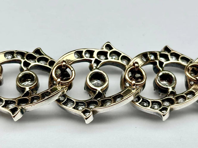 Bracelet Bracelet Belle Époque en or jaune et argent, diamants 23,10 ct 58 Facettes E34