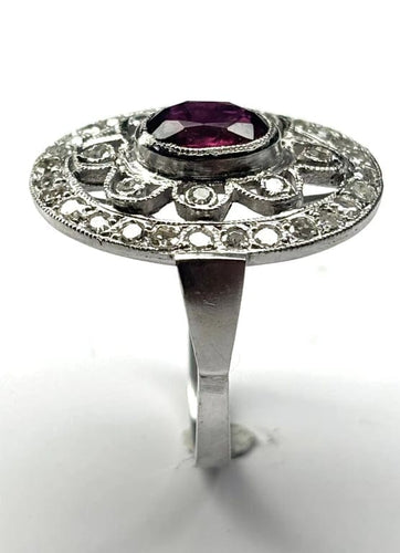 Bague 53 Bague Art déco en platine sertie de rubis et diamants (1,52 ct) 58 Facettes Q407B