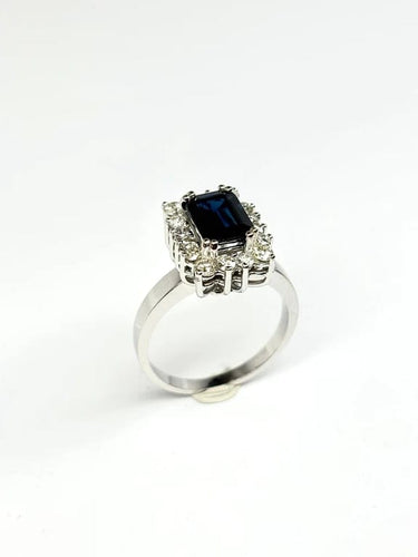 Bague 53 Bague contemporaine en or jaune 18 carats avec saphir et diamants 58 Facettes E38