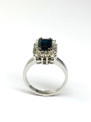 Bague 53 Bague contemporaine en or jaune 18 carats avec saphir et diamants 58 Facettes E38