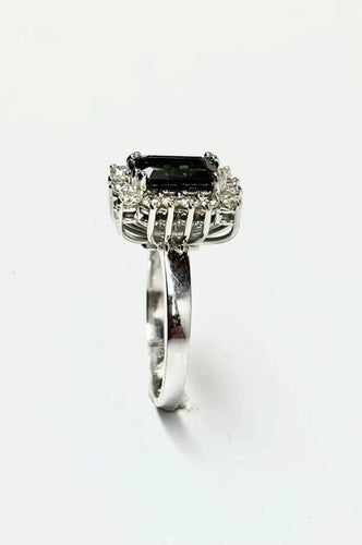 Bague 53 Bague contemporaine en or jaune 18 carats avec saphir et diamants 58 Facettes E38