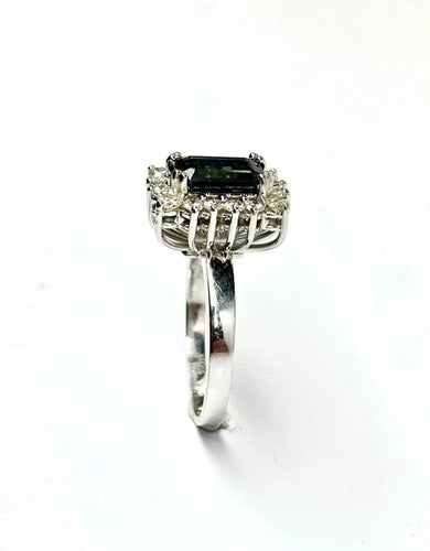 Bague 53 Bague contemporaine en or jaune 18 carats avec saphir et diamants 58 Facettes E38