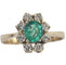 Bague 55.5 Bague rosette contemporaine en or jaune avec émeraude et diamants 58 Facettes E37