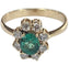 Bague 55.5 Bague rosette contemporaine en or jaune avec émeraude et diamants 58 Facettes E37