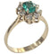 Bague 55.5 Bague rosette contemporaine en or jaune avec émeraude et diamants 58 Facettes E37