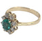 Bague 55.5 Bague rosette contemporaine en or jaune avec émeraude et diamants 58 Facettes E37