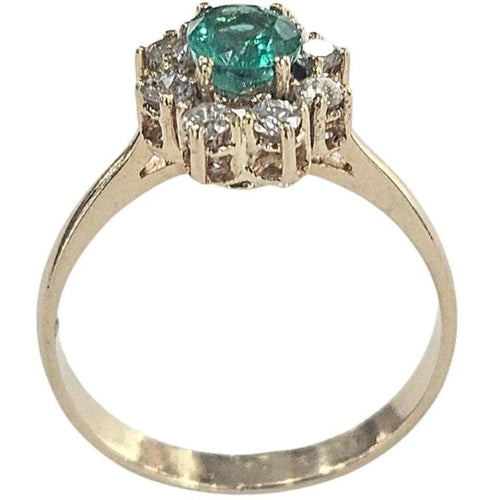 Bague 55.5 Bague rosette contemporaine en or jaune avec émeraude et diamants 58 Facettes E37