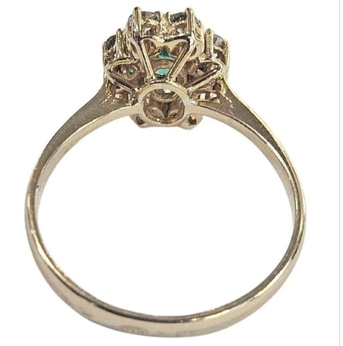 Bague 55.5 Bague rosette contemporaine en or jaune avec émeraude et diamants 58 Facettes E37