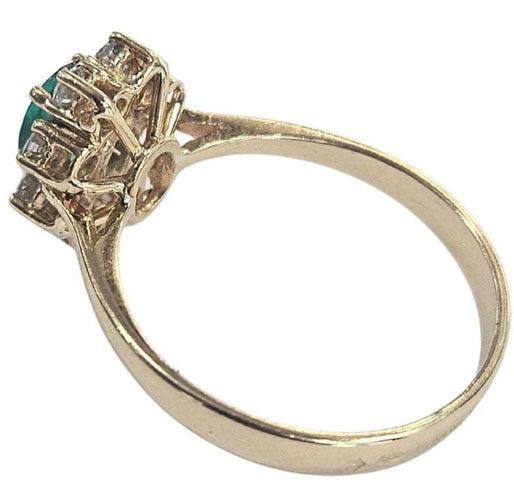 Bague 55.5 Bague rosette contemporaine en or jaune avec émeraude et diamants 58 Facettes E37