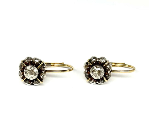 Boucles d'oreilles Boucles d'oreilles en or jaune 18 carats et argent 916 avec diamants 58 Facettes E18