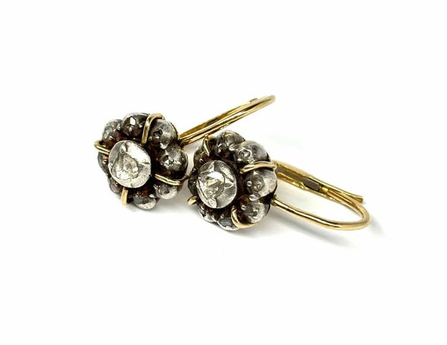 Boucles d'oreilles Boucles d'oreilles en or jaune 18 carats et argent 916 avec diamants 58 Facettes E18