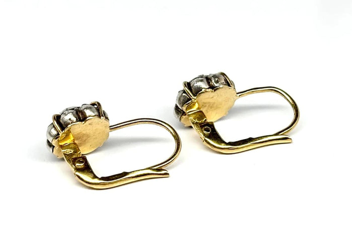 Boucles d'oreilles Boucles d'oreilles en or jaune 18 carats et argent 916 avec diamants 58 Facettes E18
