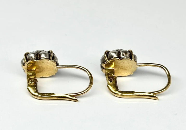 Boucles d'oreilles Boucles d'oreilles en or jaune 18 carats et argent 916 avec diamants 58 Facettes E18