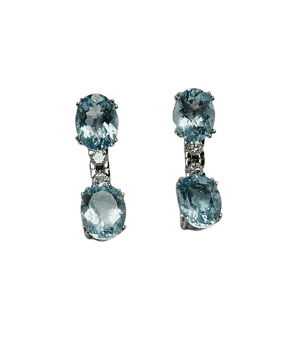 Boucles d'oreilles Boucles d'oreilles - Or blanc 18 carats, aigues-marines et diamants 58 Facettes Q251B