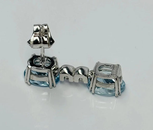 Boucles d'oreilles Boucles d'oreilles - Or blanc 18 carats, aigues-marines et diamants 58 Facettes Q251B