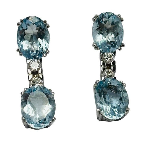 Boucles d'oreilles Boucles d'oreilles - Or blanc 18 carats, aigues-marines et diamants 58 Facettes Q251B