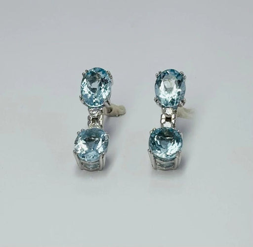 Boucles d'oreilles Boucles d'oreilles - Or blanc 18 carats, aigues-marines et diamants 58 Facettes Q251B