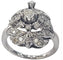 Bague 53 Bague cluster rétro années 1940 en or blanc 18 carats et diamants 58 Facettes E12