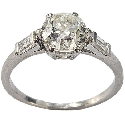 Bague 51 Bague ancienne en platine 950 avec diamant taille ancienne 1,25 ct 58 Facettes E42