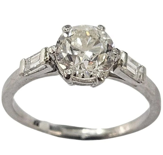Bague 51 Bague ancienne en platine 950 avec diamant taille ancienne 1,25 ct 58 Facettes E42