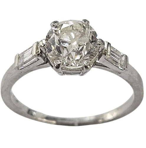Bague 51 Bague ancienne en platine 950 avec diamant taille ancienne 1,25 ct 58 Facettes E42
