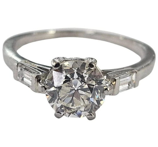 Bague 51 Bague ancienne en platine 950 avec diamant taille ancienne 1,25 ct 58 Facettes E42