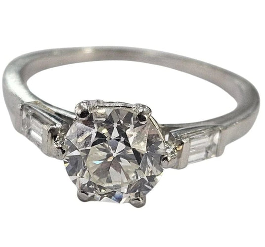 Bague 51 Bague ancienne en platine 950 avec diamant taille ancienne 1,25 ct 58 Facettes E42