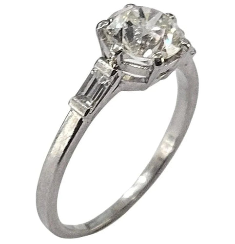 Bague 51 Bague ancienne en platine 950 avec diamant taille ancienne 1,25 ct 58 Facettes E42