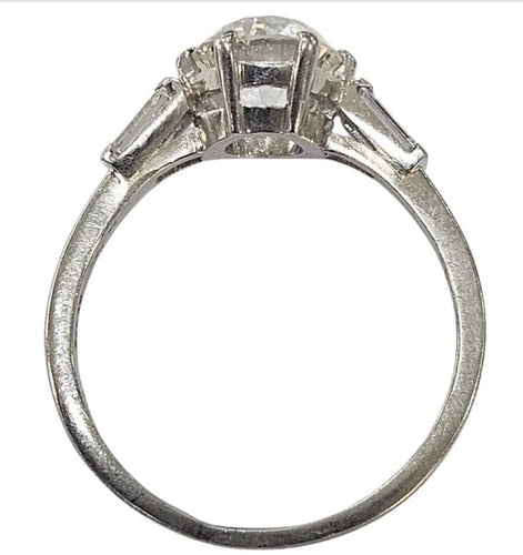 Bague 51 Bague ancienne en platine 950 avec diamant taille ancienne 1,25 ct 58 Facettes E42