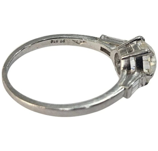 Bague 51 Bague ancienne en platine 950 avec diamant taille ancienne 1,25 ct 58 Facettes E42
