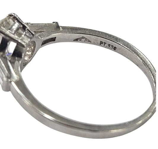 Bague 51 Bague ancienne en platine 950 avec diamant taille ancienne 1,25 ct 58 Facettes E42