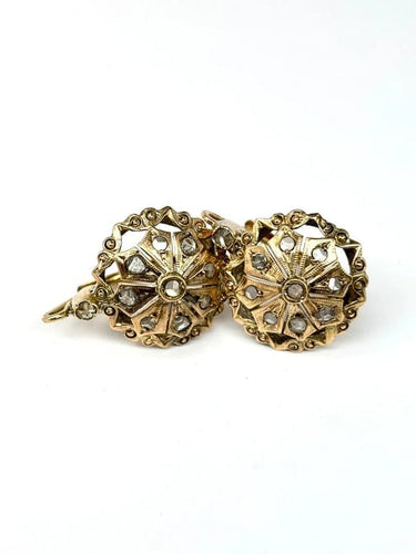 Boucles d'oreilles Boucles d’oreilles anciennes en or 18 carats avec diamants taille rose 58 Facettes E29