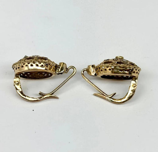 Boucles d'oreilles Boucles d’oreilles anciennes en or 18 carats avec diamants taille rose 58 Facettes E29