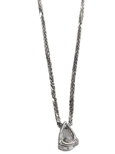Collier Pendentif et collier - Diamant poire 0,75 ct en or blanc 18 carats 58 Facettes Q387B