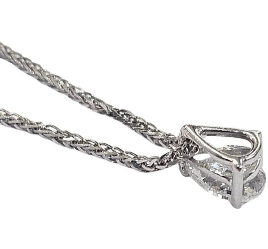 Collier Pendentif et collier - Diamant poire 0,75 ct en or blanc 18 carats 58 Facettes Q387B