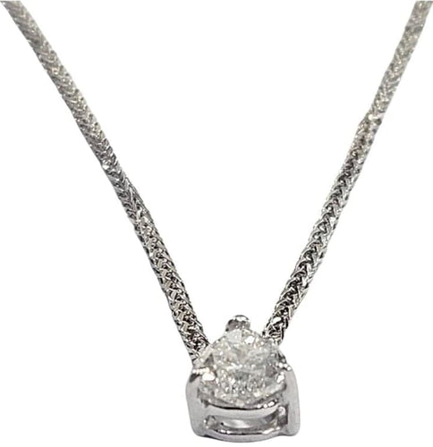 Collier Pendentif et collier - Diamant poire 0,75 ct en or blanc 18 carats 58 Facettes Q387B