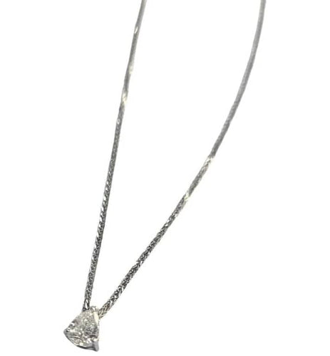 Collier Pendentif et collier - Diamant poire 0,75 ct en or blanc 18 carats 58 Facettes Q387B