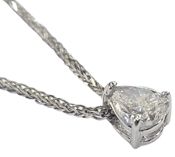 Collier Pendentif et collier - Diamant poire 0,75 ct en or blanc 18 carats 58 Facettes Q387B