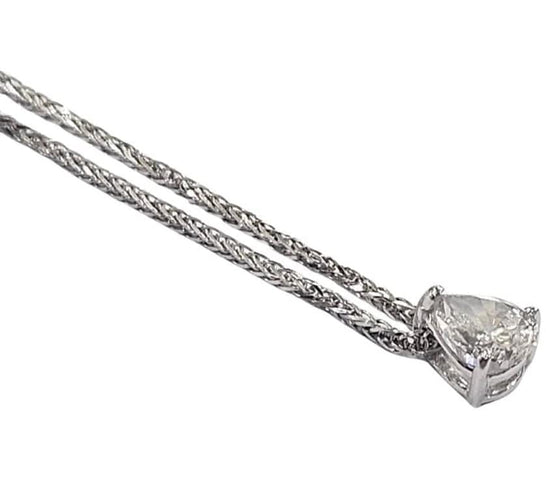 Collier Pendentif et collier - Diamant poire 0,75 ct en or blanc 18 carats 58 Facettes Q387B