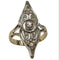 Bague 51 Bague navette Art déco en or jaune et platine, diamants 58 Facettes E43
