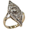 Bague 51 Bague navette Art déco en or jaune et platine, diamants 58 Facettes E43