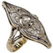 Bague 51 Bague navette Art déco en or jaune et platine, diamants 58 Facettes E43