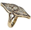 Bague 51 Bague navette Art déco en or jaune et platine, diamants 58 Facettes E43