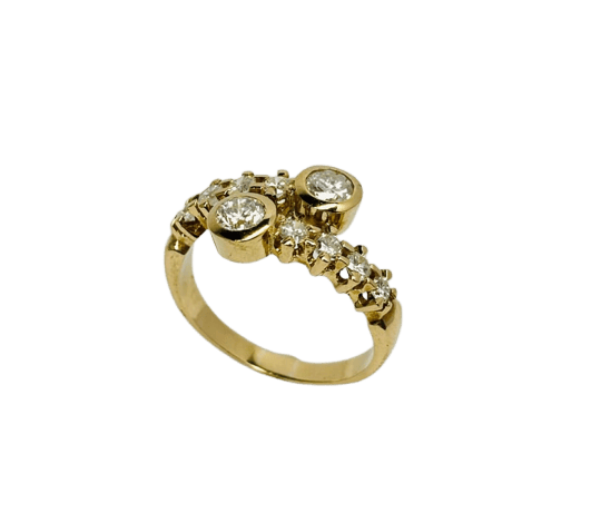 Bague 55.5 Bague à griffes en or jaune 18 carats et diamants 1,00 ct 58 Facettes Q386B