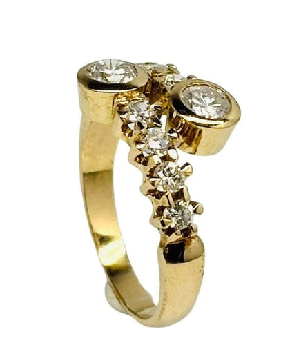 Bague 55.5 Bague à griffes en or jaune 18 carats et diamants 1,00 ct 58 Facettes Q386B