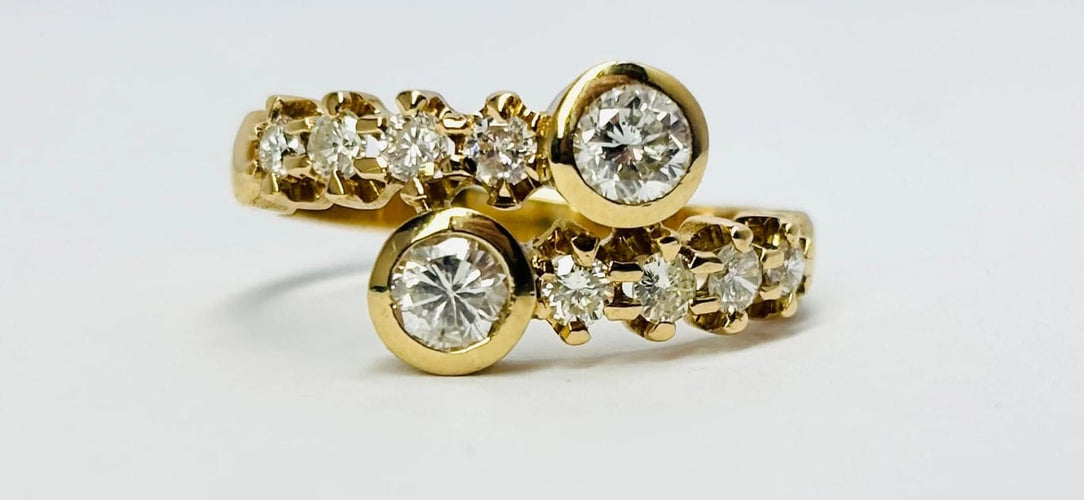 Bague 55.5 Bague à griffes en or jaune 18 carats et diamants 1,00 ct 58 Facettes Q386B