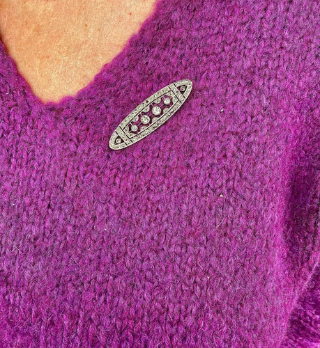 Broche Broche ajourée en or blanc 18 carats et platine, diamants 2 carats 58 Facettes AB668