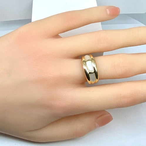 Bague 56 Bague jonc en or jaune 18 carats et nacres blanches 58 Facettes AB669